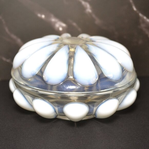 Fenton Other - Vintage Fenton Opalescent Tear Drop Trinket/Vanity Dish With Fenton Label